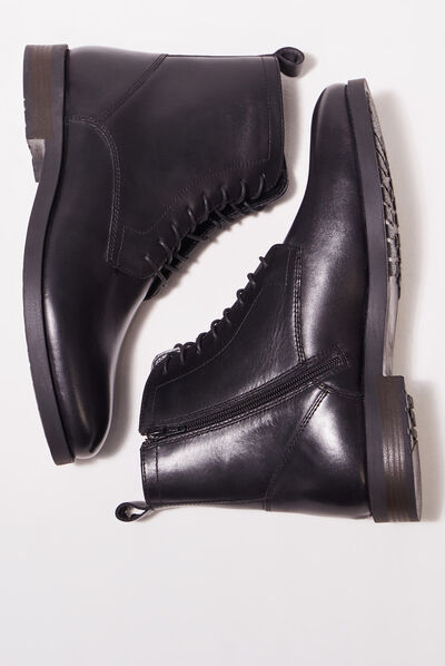 Bottines plates zippées noir homme
