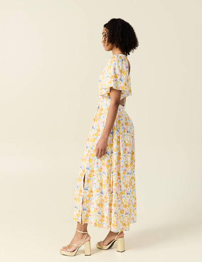 Robe longue évasée multicolore femme