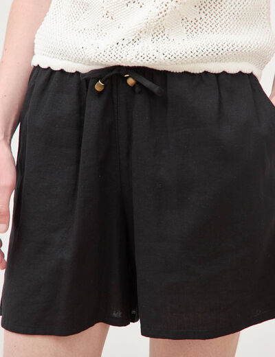 Short taille haute noir femme