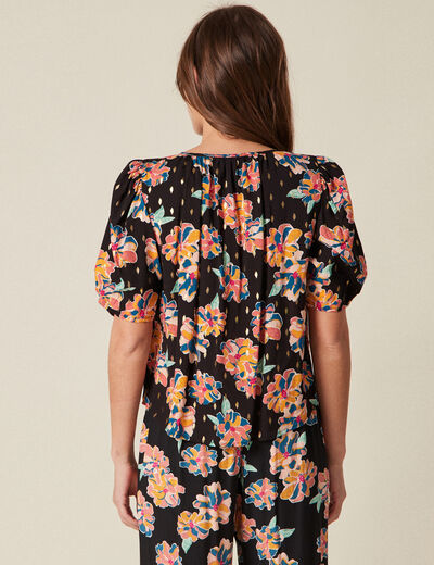 Chemise manches 3/4 noir femme