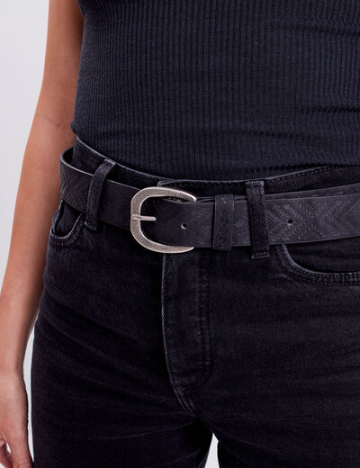 Ceinture embossée noir femme