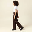 Pantalon large taille haute en jeans marron cognac femme