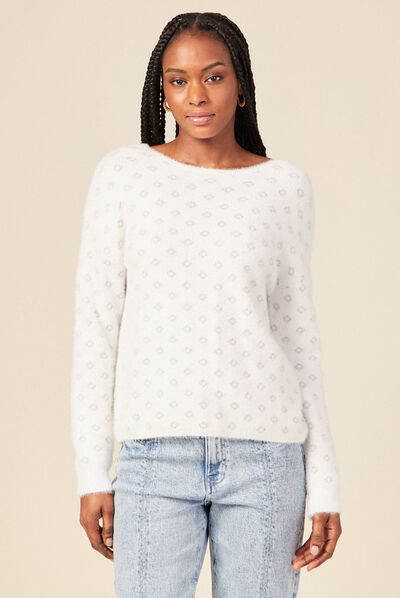 Pull manches longues ecru femme
