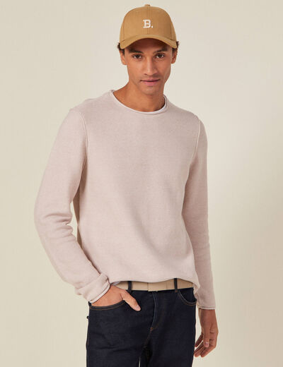 Pull manches longues beige homme