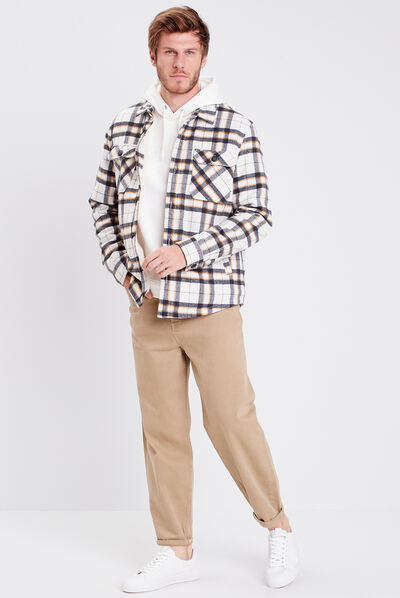 Veste droite boutonnée ecru homme