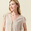 Blouse manches courtes nouée blanc femme