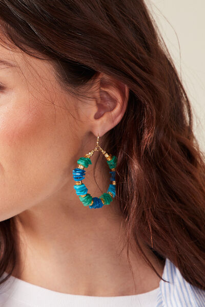 Boucles d'oreilles pendantes bleu clair femme