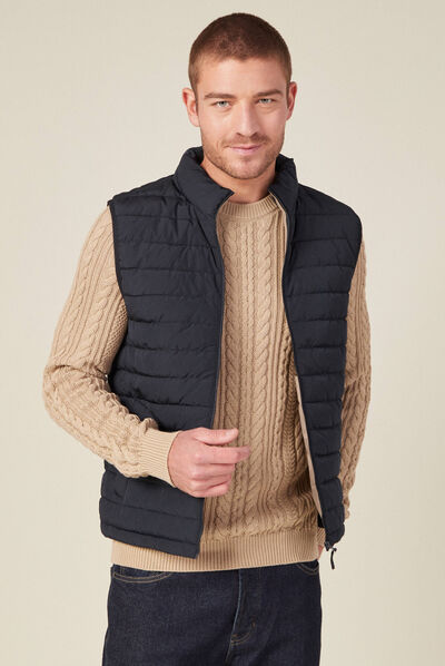 Doudoune droite sans manches bleu marine homme