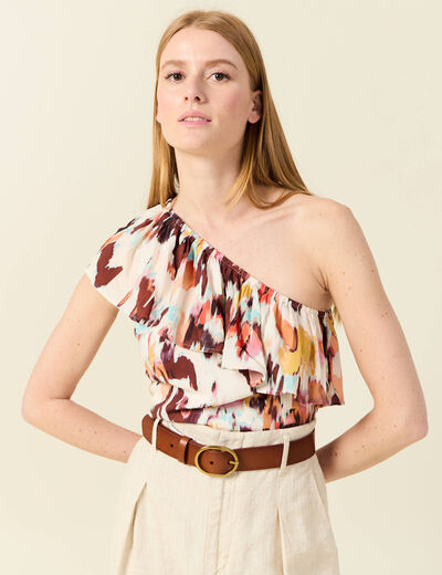 Blouse asymétrique sable femme