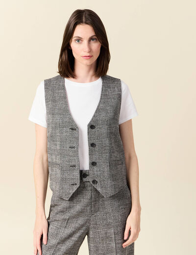 Gilet ajust&eacute; sans manches doubl&eacute; noir femme