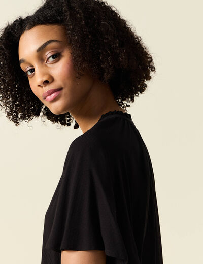 Blouse manches courtes noir femme