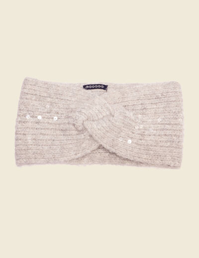 Bandeau tricoté sequins gris femme