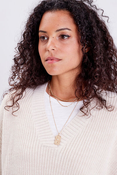 Collier multirangs couleur or femme