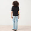 Pull col rond manches courtes noir femme