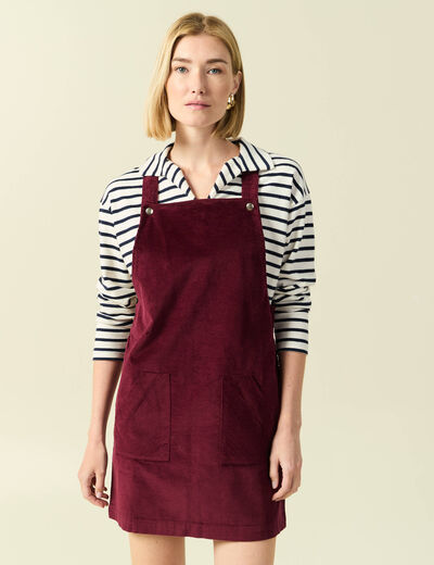 Robe sans manches en velours bordeaux femme