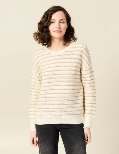Pull manches longues ecru femme