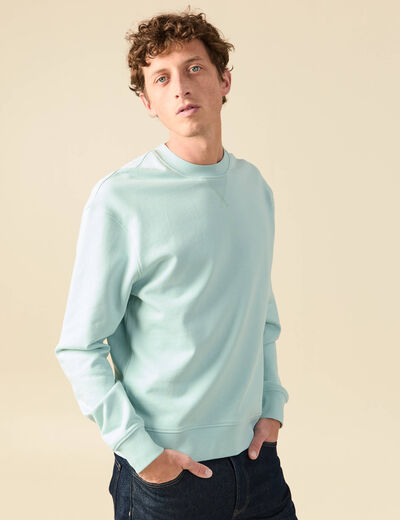 Sweat manches longues en coton bleu gris homme