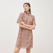 Robe manches courtes col montant multicolore femme