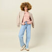 Pull manches longues rose saumon femme
