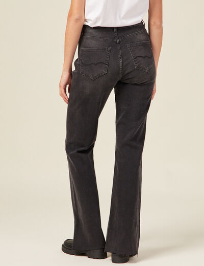 Jeans flare fendu denim gris femme