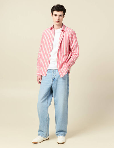 Chemise boyfriend en coton rouge corail homme