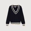 Pull manches longues bleu fonc&eacute; femme