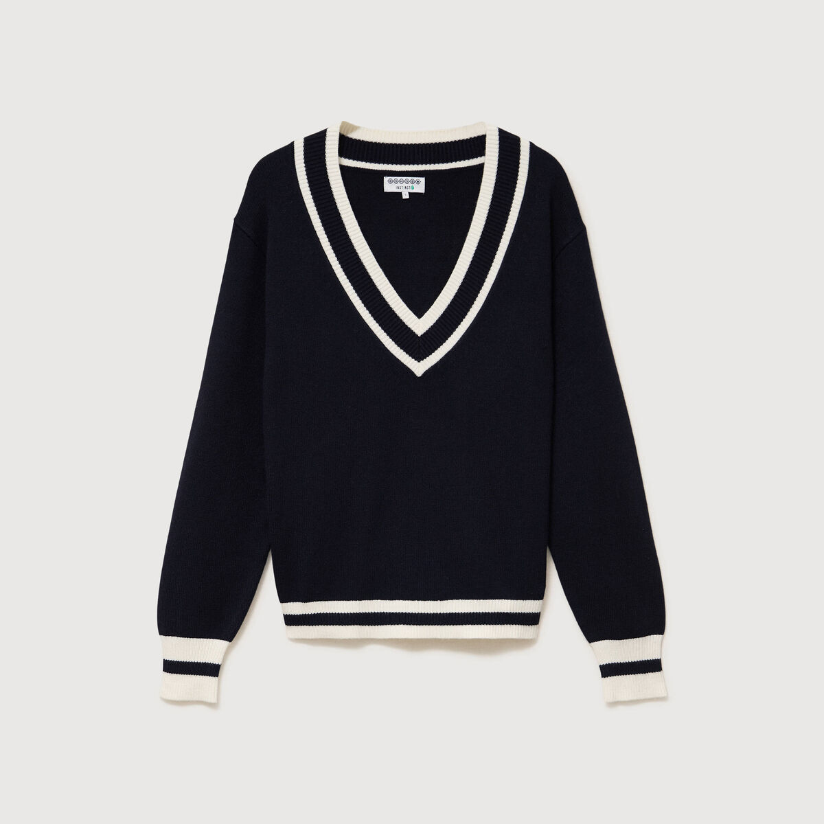Pull manches longues bleu fonc&eacute; femme
