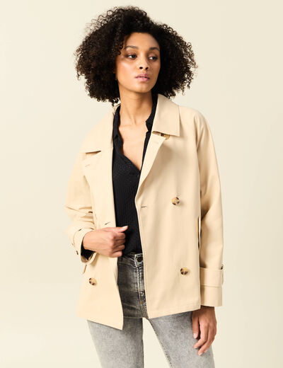 Trench court oversize beige femme