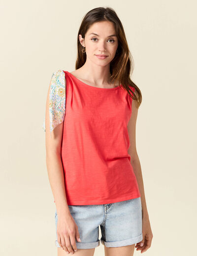 Débardeur sans manches rouge corail femme