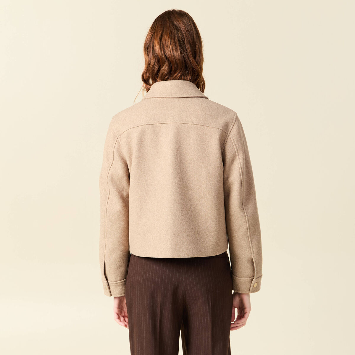 Blouson manches longues doubl&eacute; sable femme