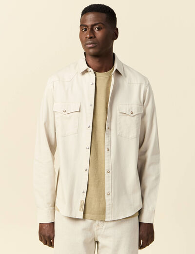 Chemise manches longues beige homme
