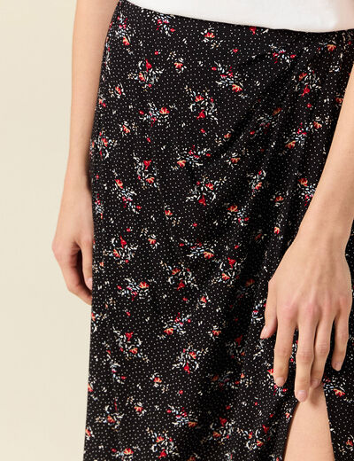 Jupe longue évasée noir femme