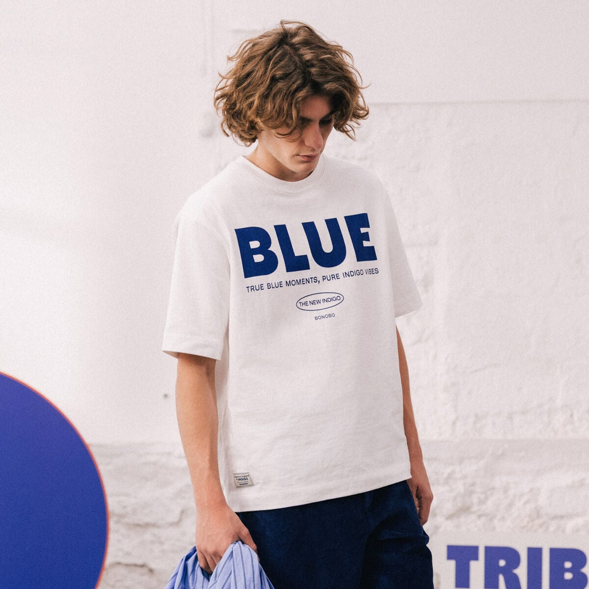 T-shirt print&eacute; en coton manches courtes ecru homme