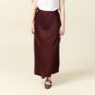Jupe longue droite satin bordeaux femme