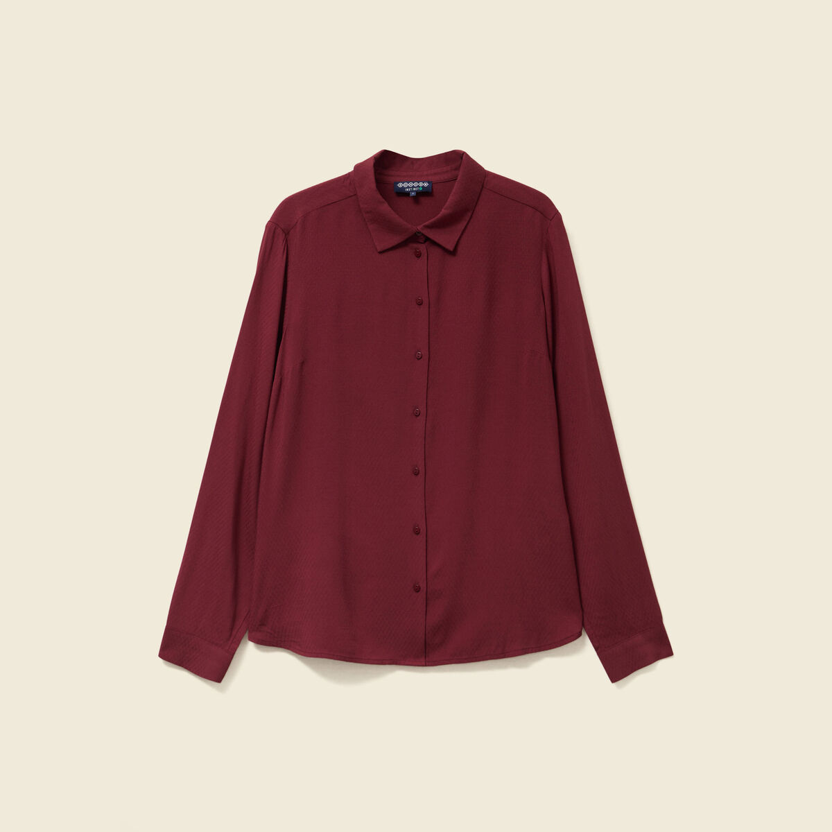 Chemise manches longues fluide bordeaux femme