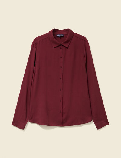 Chemise manches longues fluide bordeaux femme
