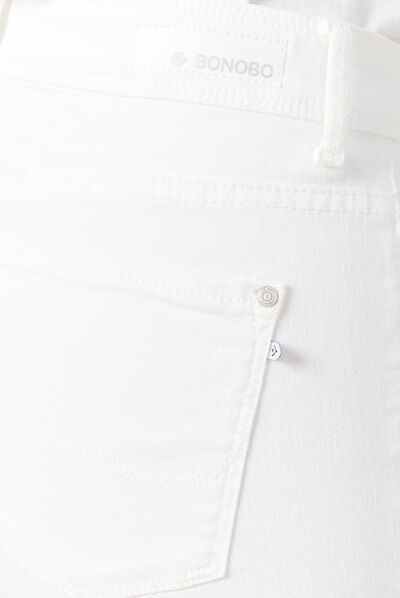 Jeans girlfriend taille haute denim blanc femme
