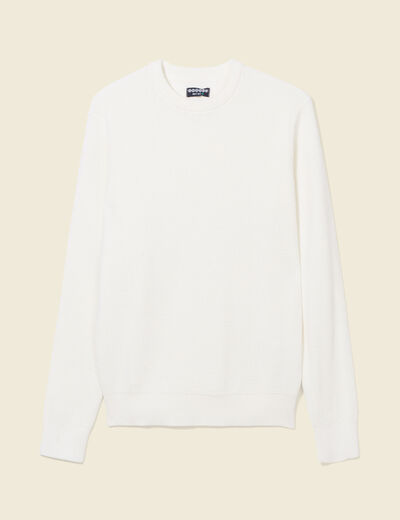 Pull manches longues col rond ecru homme