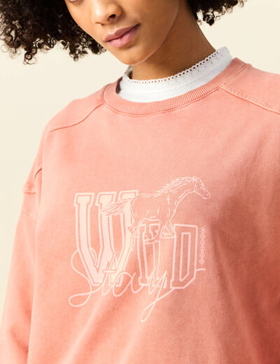 Sweat manches longues rose femme