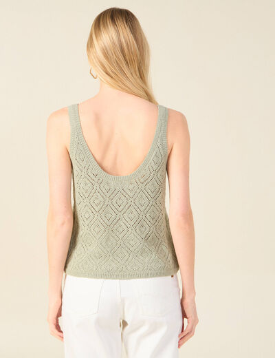Pull débardeur éco-responsable vert kaki femme
