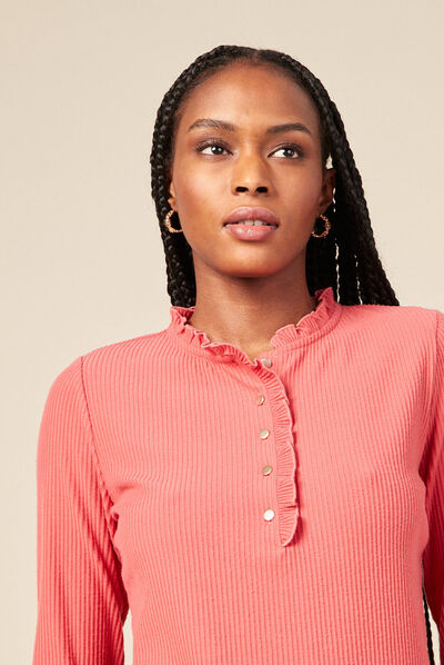 T-shirt manches longues terracotta femme