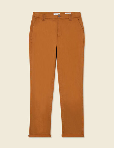 Pantalon chino cigarette marron femme
