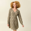 Robe manches longues vert fonc&eacute; femme