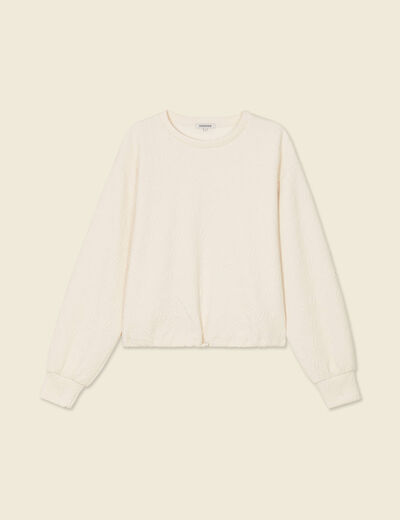 Sweat manches longues ecru femme