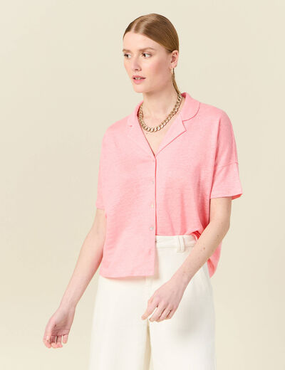 Chemise manches courtes rose femme