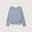 Pull droit col rond manches longues gris clair femme