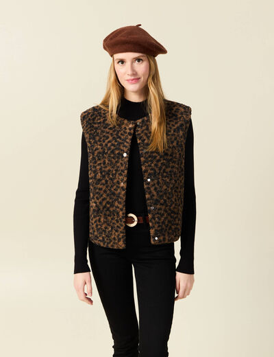 Gilet sans manches réversible camel femme
