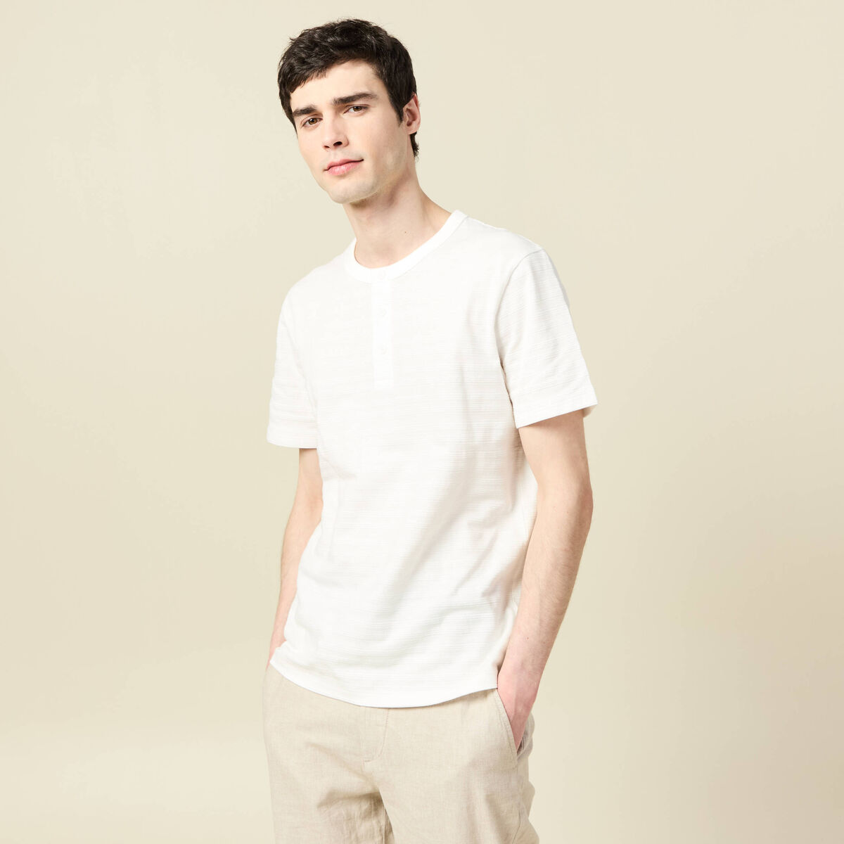 T-shirt en coton ecru homme
