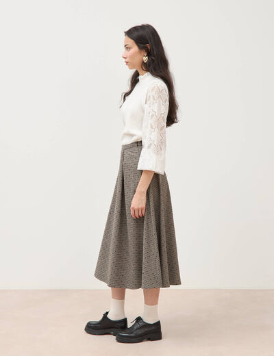 Jupe taille haute gris femme