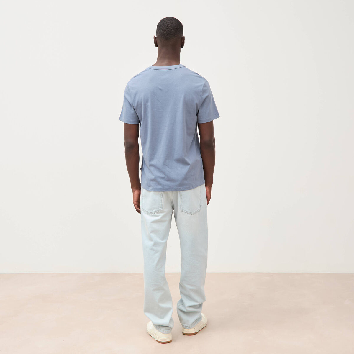 T-shirt en coton manches courtes bleu gris homme